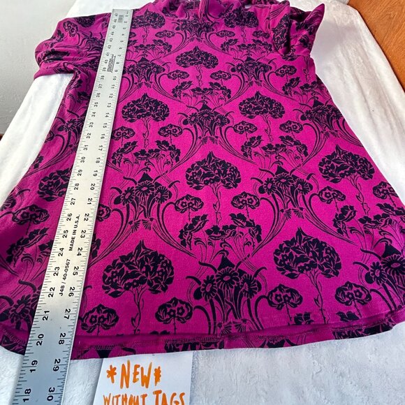 Chico's Womens Fuchsia Black High Neck Tunic Top Pullover Pima Cotton 2 (L) NWOT - Picture 8 of 8